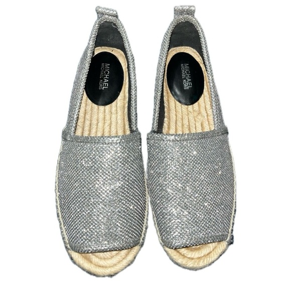 NWOT Michael Kors Peep Toe Sparkle Espadrilles, Size 7M - Picture 4 of 9